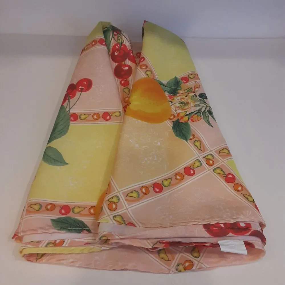 Vintage Fruit Block Pattern Tablecloth Oval Cheerful & Sunny